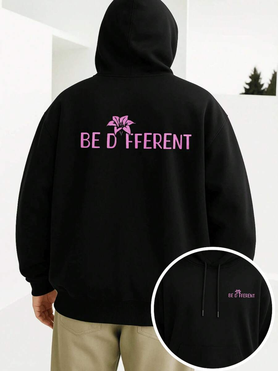 Men's Graphic Hoodie Be Different Print Cotton Comfortable Fall And Four Seasons Essentials Hoodie Hoodie Women Sweatshirts Women Hoodies Men's Hoodie Sweatshirts Men Essentials Fear - màu đen - Xem 1