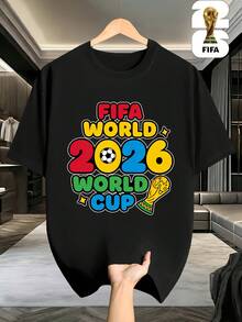 [Con licencia de la  World Cup] 1 pieza, camiseta de manga corta de fútbol para hombre y mujer, camiseta para parejas, camiseta versátil de cuello redondo para hombre, tela suave y cómoda, perfecta para deportes, uso diario y actividades al aire libre, un gran regalo para familiares. - Blanco - Ver 8