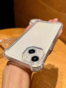 1pc Silicone Transparent Shock-Proof Airbag Anti-Fall Phone Case Compatible With IPhone 15 Pro Max, 16 Pro Max, 16 Pro, 14 Pro Max, 14 Pro, 13 Pro Max, 16, 17, 17 Pro, 17 Pro Max, S22, Galaxy S22 Ultra, Galaxy S23 Ultra, Galaxy S24 Ultra, A55, A14, Galaxy S24 FE - Clear - View 5