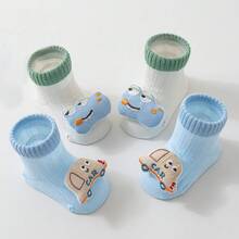 2双透气柔软新生儿婴儿袜，0-1岁幼儿袜，精梳棉卡通袜 - 彩色 - 查看 15