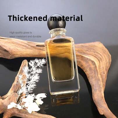 1 pieza. Botella de perfume cuadrada de fondo grueso - Botella de spray de vidrio claro de 50ml con tapa redonda negra, envase de perfume rellenable, adecuado para cosméticos