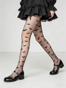 黑色细款蝙蝠袖朋克风打底裤 - 彩色 - 查看 3