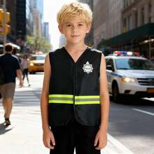 Children & Firefighter Costume, Roleplay Dress Up Outfit, Boys Pretend Play And Firefighter Costume, Halloween Costume, Holiday Party Dress Up, Great Gift For Children, Birthday, Holiday, Party, Halloween - Multicolor - View 7