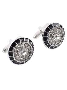 New Rhinestone Inlaid Men's Austrian Crystal French Cufflinks, Minimalist Hollow Twist Design, Suitable For Weddings, Parties, Holidays And Daily Wear - Multicolor - View 10