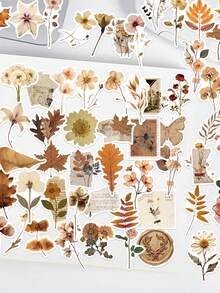 60张干花叶子贴纸，适用于笔记本、笔记本电脑、手机壳、行李箱、吉他等。 - A - 查看 5