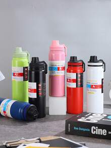 800/1000ml hochwertige Edelstahl Isolierflasche, große Kapazität tragbare Sportflasche mit Griff, Doppelschicht-Vakuumisolierung langanhaltend und auslaufsicher, ideal für Outdoor-Aktivitäten, Reisen, Radfahren, Fitness, Autofahren und alle Jahreszeiten. Flacher Boden und einzigartiges Design, perfektes Urlaubsgeschenk - Verschiedenfarbig - Übersicht 3