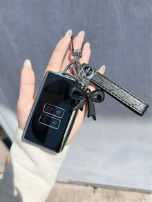 غطاء مفتاح السيارة مع سلسلة مفاتيح - مناسب ل- Renault Captur، Koleos، Kadjar، Arkana، Megane، Dacia Duster، Sandero، Stepway والمفتاح الذكي - حماية عالية الجودة وتصميم أنيق - A - مشاهدة 6