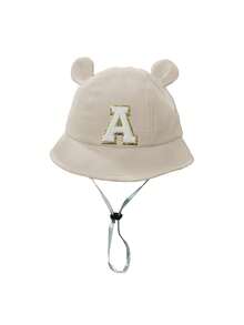 1 Pc A-Z Letter Sun Hat Toddler Boys Girls Bucket Hat Sun Protection Wide Brim Outdoor Hat Baby Bucket Hat With Chin Strap - Beige - View 5
