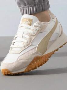 Giày thể thao PUMA Blacktop Rider, unisex, màu trắng và nâu. - trắng nâu - Xem 1