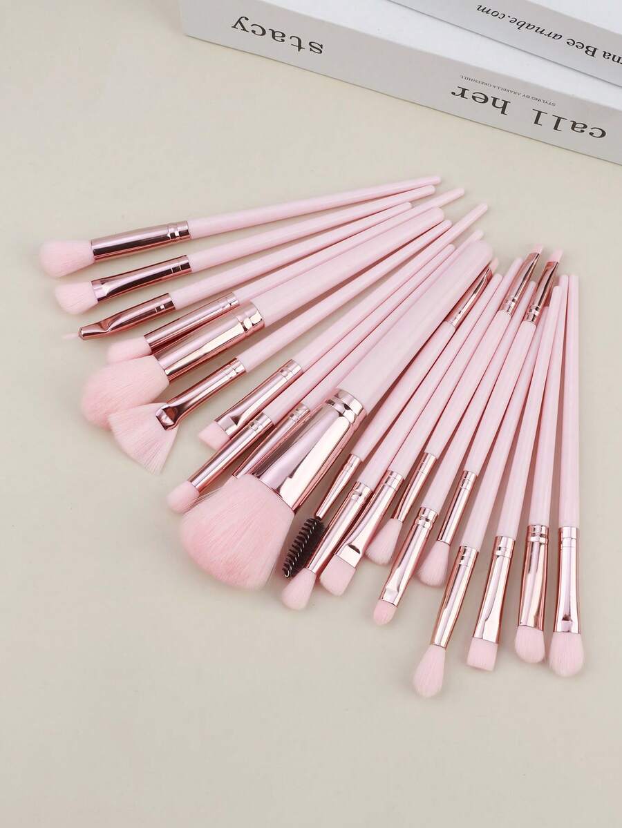 Conjunto de 20 pincéis profissionais para maquiagem facial, incluindo pincéis para pó, corretivo, sombra, sobrancelha e lábios. Ferramentas de beleza com diversos formatos e tamanhos, ideais para todos os tipos de contornos faciais e para iluminar o rosto. - Multicolorido - Ver 1
