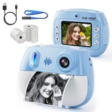 1080P高清双镜头自拍数码相机，2.4英寸屏幕，即时打印，可爱相机，趣味礼物，适合男孩女孩，附赠3卷打印纸 - 查看 13