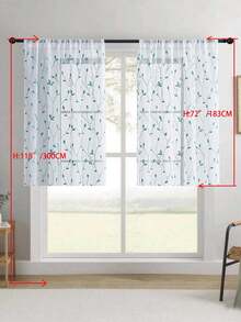 1件刺绣薄纱窗帘，花卉图案，带杆袋，防紫外线，透气，涤纶面料，无衬里，适用于客厅、卧室、餐厅 - 藍色 - 查看 26