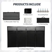 GCCSJ DJ Table,Portable DJ Booth Table Station 44"X42.2"X20.6", Foldable Metal Frame DJ Facade With Black & White Scrims, Detachable 40"X20" DJ Table, Adjustable Height, Carry Bag For Show, Party, Wedding, Events& Mobile DJ Gigs - Black - View 8