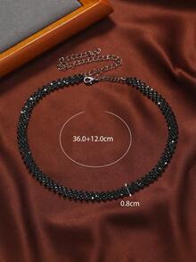 Vòng cổ trang trí rhinestone - màu đen - Xem 4