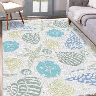 1pc Ocean Starfish & Shell Scene Creative Design, Suitable For Living Room, Bedroom, Office - Lightweight Home Decor Mat, Indoor Floor Mat, Decorative Floor Covering, Living Room Carpet, Living Room Mat, Bedroom Decor, Home Leisure Carpet, Decorative Carpet, Bedroom Decor, Small Rug, Carpet, Home Decor, Living Room Carpet, Living Room Small Rug, Bedroom Carpet, Living Room Home Decor, Outdoor Rug, Washable Carpet