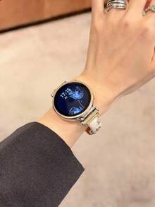 The Diamond-Encrusted Camellia Leather Strap Is Suitable For Galaxy Watch 7/6/5/4 (40mm, 44mm, 47mm, 46mm, 41mm), Galaxy Watch 5 Pro (45mm), Galaxy Active 2, Galaxy The Watch 3 (18/20/22mm), And Compatible With HW Watch 5/4/3/2/1 And GT5/4/3/2, As Well As HW Watch Fit3/Fit4 And HW Band 8/9/10 NFC - Gold - View 6