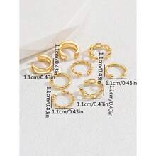 8pcs Chain Design Ear Cuff Copper Jewelry - Yellow Gold - View 4