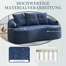 Este conjunto de sofá contemporâneo de dois lugares apresenta almofadas profundas e redondas com um padrão de nuvens em chenille, um design compacto sem molas e inclui três almofadas decorativas. Ideal para apartamentos compactos. - Azul - Ver 4