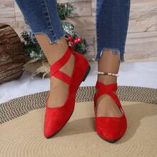 Women's Fashion Pointed Toe Ballet Flats With Red Ribbon, Comfortable Slip-On Loafers, Suitable For Work, School, Dance, Outdoor Activities, Fitness, Party And Daily Casual Wear, Christmas & Valentine's Day Gift - Red - View 16