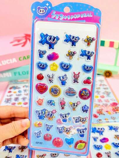 Pegatinas decorativas de cristal epoxi con relieve de dibujos animados lindos, regalo festivo, pegatinas brillantes, pegatinas decorativas para computadora, pegatinas decorativas de escritorio, pegatinas decorativas de oficina, pegatinas decorativas multifuncionales lindas