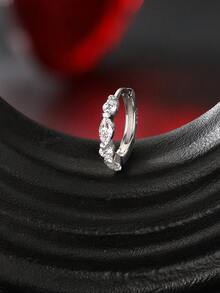 AnlaScheer 1pc 0.1ct Moissanite 925 Sterling Silver Marquise Flat Back Cartilage Ear Stud, Women's Engagement Wedding Bridal Jewelry - Silver - View 3