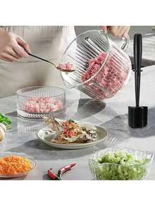 1Pc Multifunctional 3-In-1 Plastic Mixing Stick, Handheld Kitchen Utensil For Meat Mixing, Baking, Salad, Dough Kneading & Salsa Preparation - Multicolor - View 8
