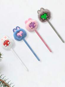 1pc Cute (Random Color) Rabbit Plush Ballpoint Pen, Suitable For Students. Adorable Plush Ballpoint Pen, White Rabbit Signature Pen. - Plush Bunny - View 1
