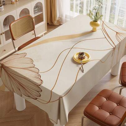 1pc Round/Rectangular Tablecloth, Brown Abstract Floral Pattern, Polyester Material, Multiple Sizes Available, Easy To Clean, Suitable For Daily Use, Holidays, Celebrations, Creates Warm Indoor Decor