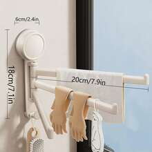 1个三层旋转毛巾架，180°旋转壁挂式毛巾杆/毛巾架，浴室置物架，粘性毛巾架，节省空间，壁挂式厨房毛巾架，适用于浴室和厨房 - 支架 - 查看 3
