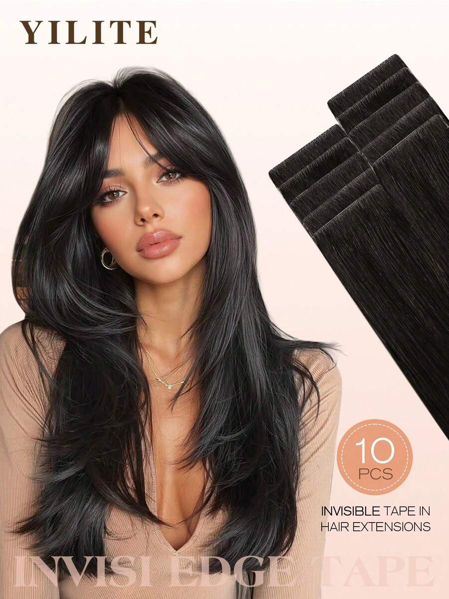YILITE Skin Weft PU Tape On Hair 4x0.8cm 10PCS 20PCS Tape In Hair Extensions Human Hair Injected Invisible Tape Hair Extensions - S1B - View 1