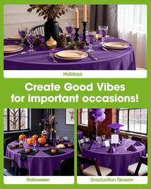 4/8/12 84 Inch Round Disposable Tablecloths, Thickened Waterproof PEVA Plastic Table Covers For Party, Wedding, Banquet & Daily Use - Purple - View 3