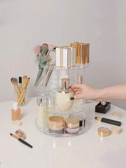 1个旋转式化妆品收纳盒，适用于浴室或卧室 - 360°旋转