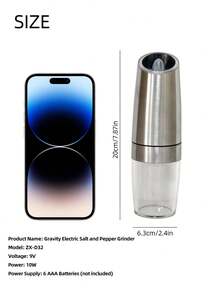 1/2 套装重力感应电动盐和胡椒研磨器套装，带 LED 灯（不含电池），单手操作，粗细可调，黑色厨房工具，圣诞节/万圣节/父亲节/母亲节礼物（需要 6 节 AAA 电池） - 彩色 - 查看 4