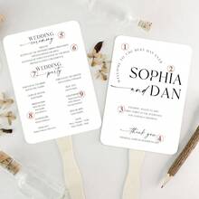 1/10/30pcs Customized Wedding Paper Fans, Personalized Printed Ceremony Fans With Wooden Sticks (Ribbon Not Included), Minimalist Boho Style, White/Black Fans - Multicolor - View 56