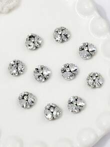 10 piezas de Rhinestones transparentes blancos asimétricos planos y brillantes de grado K9, adecuados para decoración de uñas - Blanco - Ver 10