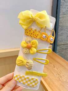 10个可爱小熊发圈，时尚格子发夹，发饰 - 彩色 - 查看 6