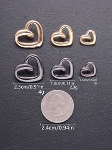 10 piezas/paquete Botones metálicos con corazón hueco delicados, accesorios DIY para abrigos, vestidos festivos, decoración de costura - multicolor - Ver 4