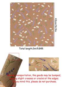 Lavendel & Gänseblümchen Blumen Kraftpapier Rolle, lila Blumen Geschenkpapier, braunes Kraftpapier, geeignet für Frühlingshochzeit, Muttertag, Geburtstagsparty, Geburtstags Geschenkverpackung - Mehrfarbig - Übersicht 13