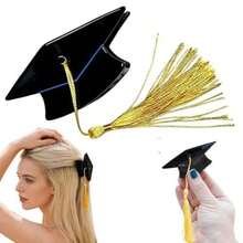 1pc Mini Graduation Hat Hair Claw Women's Tassel Hair Clip, Suitable For Graduation Parties - A-Black - View 3
