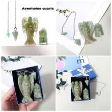 1 Set de Colgantes de Ángel de Siete Chakras de Piedras Preciosas Curativas Naturales, Amatista Espiritual, Juego de Artesanía de Yoga Reiki con Caja de Regalo para Sanación Espiritual - Conjunto de ángeles - Ver 7