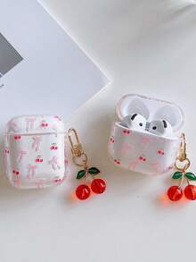 Ốp bảo vệ tai nghe in hình nơ anh đào dễ thương, có mặt dây chuyền hình anh đào, vỏ trong suốt chống sốc, phù hợp với tai nghe không dây, phong cách ngọt ngào dành cho bé gái. - Nhiều màu - Xem 2