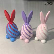 Set de 3 huevos giratorios de conejo - Combinación de colores al azar, adecuado para jugar en la oficina y decoración, regalo perfecto para añadir diversión a la vida - conejo - Ver 8