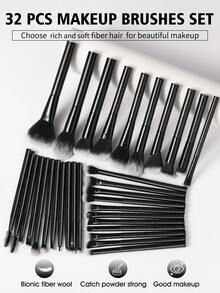 A 32-Piece Makeup Brush Set Made Of Biomimetic Fiber Bristles, Featuring Soft Bristles With Strong Pigment Pickup, A Versatile All-Face Makeup Brush Set Suitable For Eyeshadow, Blush, And Foundation Application. - Multicolor - View 1