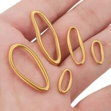 5件套不锈钢18K镀金极简镂空吊坠，项链扣环及连接器，DIY首饰制作材料，日常佩戴不锈钢吊坠 - 邊框吊墜 - 查看 6