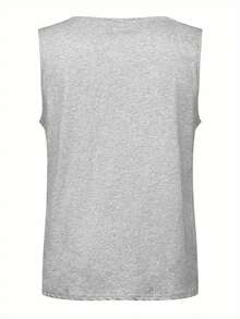 Men's 100% Cotton Sleeveless Palm Tree Print Muscle Shirt - Relaxed Fit Beach Tank Top With Tropical Palm Tree Design, Breathable & Lightweight For Summer, Casual & Formal Outdoor Wear, Ideal For Swimming, Surfing, Vacation - Ideal Gift For Men (Machine Washable) - Loose Fit Crew Neck Round Neckline, Digital Print, Non, Comfortable For Casual Attire, Perfect For Beach Outings, Sleeveless Shirt Men Gym, Sleeveless Shirt Men Singlet Men, Men Gym Singlet, Man Sleeveless, - 灰色 - 查看 2