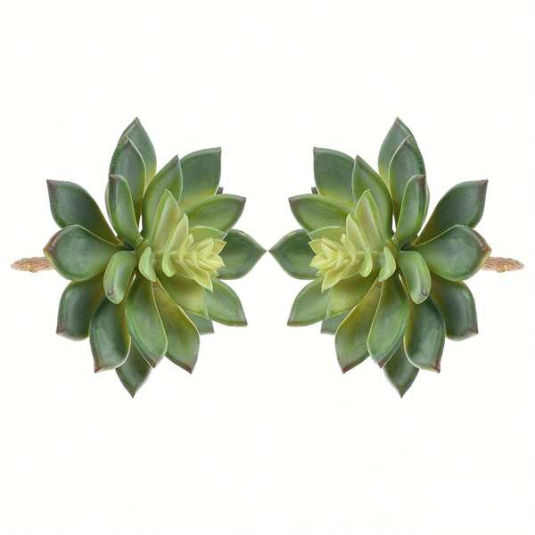 2pcs Artificial Succulent Plants (Excluding Flower Pot), Suitable For Floral Arrangement, Bouquets, Parties, Weddings, Wall Decor And Home Decoration