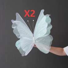 Trang trí tường hình bướm 3D lưới cỡ lớn, bướm nhân tạo 50cm dùng cho lối đi trong đám cưới, tiệc tùng và phông nền chụp ảnh ngoài trời, chủ đề: "Những chú bướm dẫn đường", quà tặng Ngày của Mẹ. - Màu trắng đầy màu sắc - Xem 16