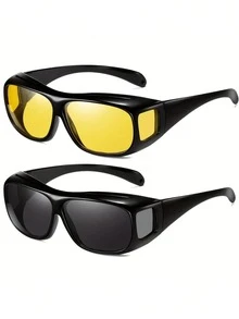 Y2K Men's And Women's Cyberpunk Glasses - Futuristic Glasses With High-Class Design - Night Vision Yellow Frame - Black - View 1