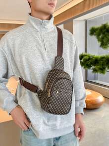 1pc Men's Large Capacity Casual Chest Bag, Versatile Commuter Shoulder Crossbody Bag, Fashion Travel Waist Pack - Multicolor - View 3