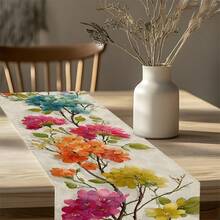 A Table Runner And Cover Featuring A Floral Watercolor Design In Various Colors, Ideal For Occasions Such As Spring, Valentine'S Day, Birthdays, Weddings, Anniversaries, And More. It Is Suitable For Use In Homes, Restaurants, Cafes, Kitchens - 1件-13*72吋(33*183公分) - 查看 4
